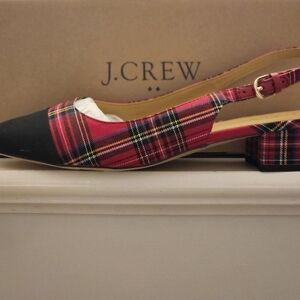 J. Crew Red and Black Plaid Heels